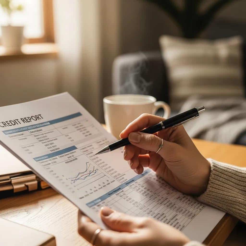 Close-up of a hand reviewing a credit report, symbolizing consumer rights and the importance of financial literacy