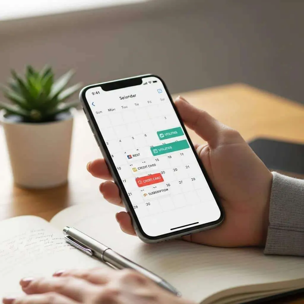 Close-up of a smartphone with payment reminders, highlighting the importance of on-time payments for credit health