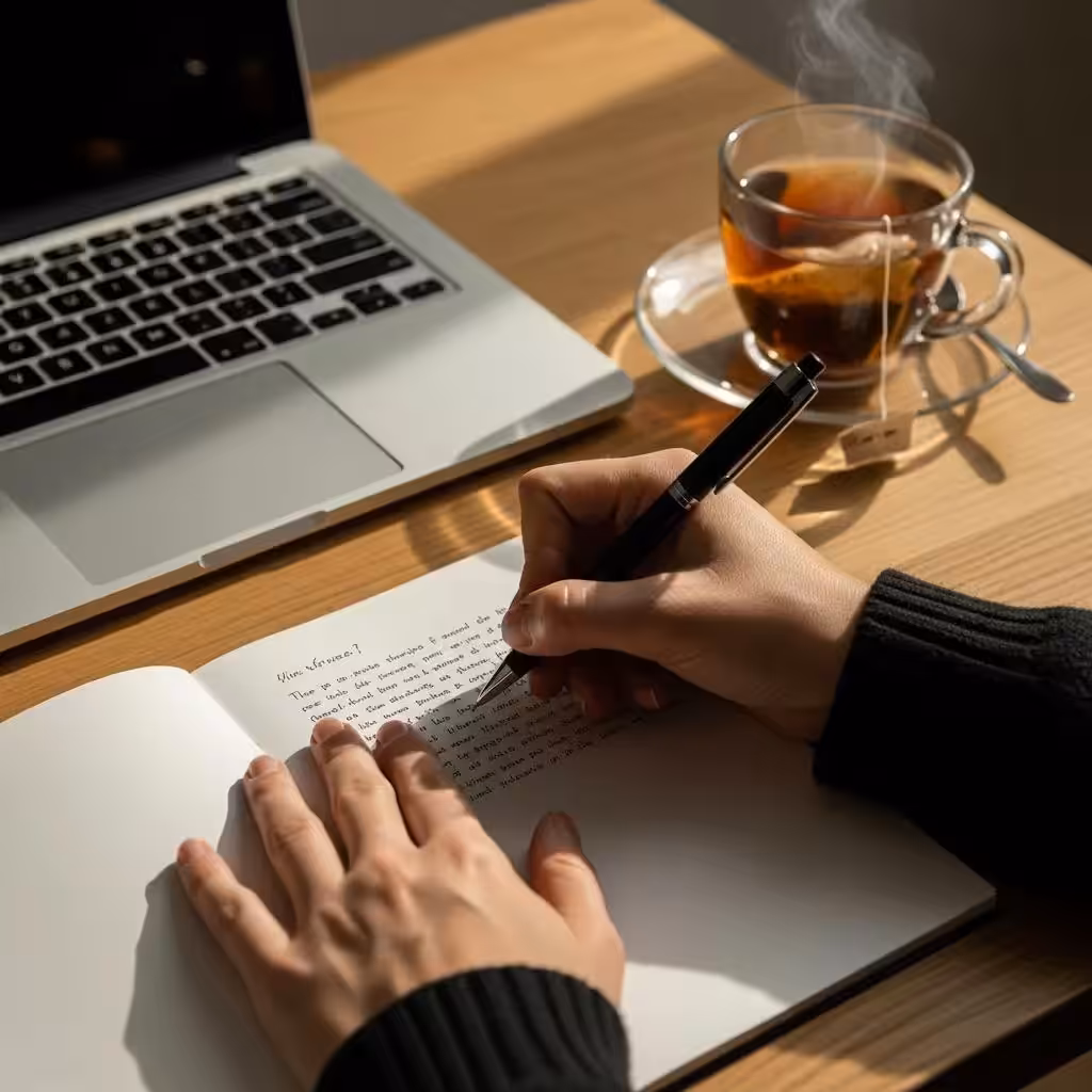 Close-up of hands writing a dispute letter, representing the credit dispute process