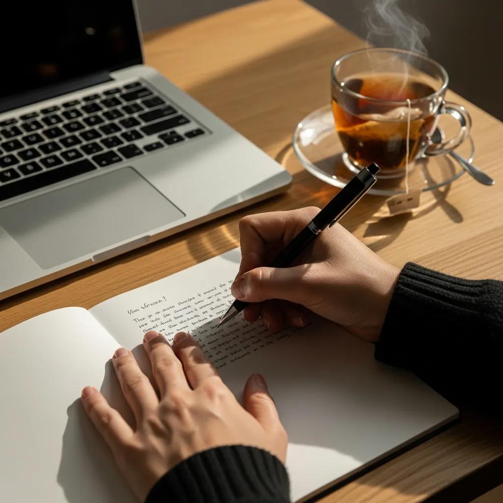 Close-up of hands writing a dispute letter, representing the credit dispute process