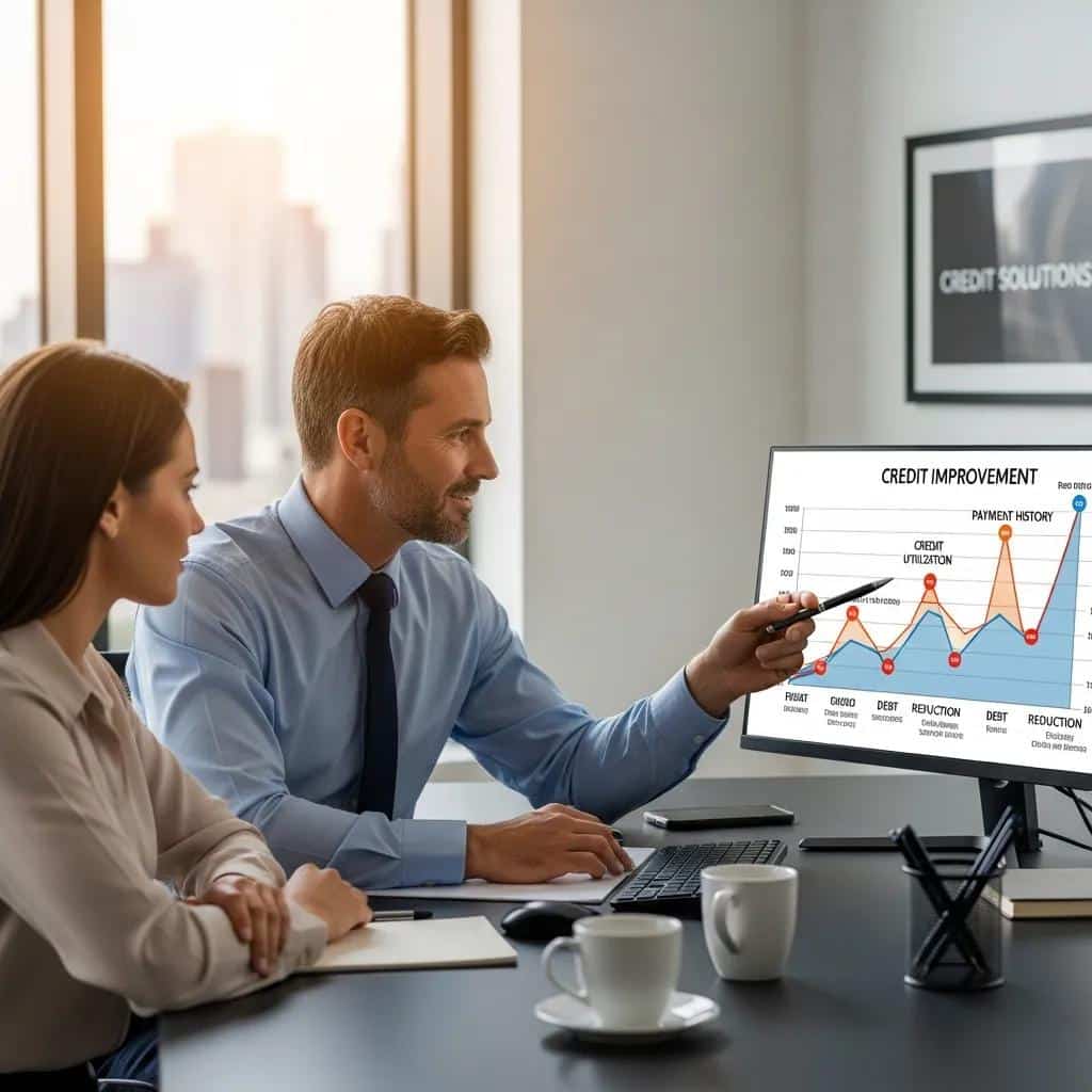 Consultant explaining benefits of credit repair to a client