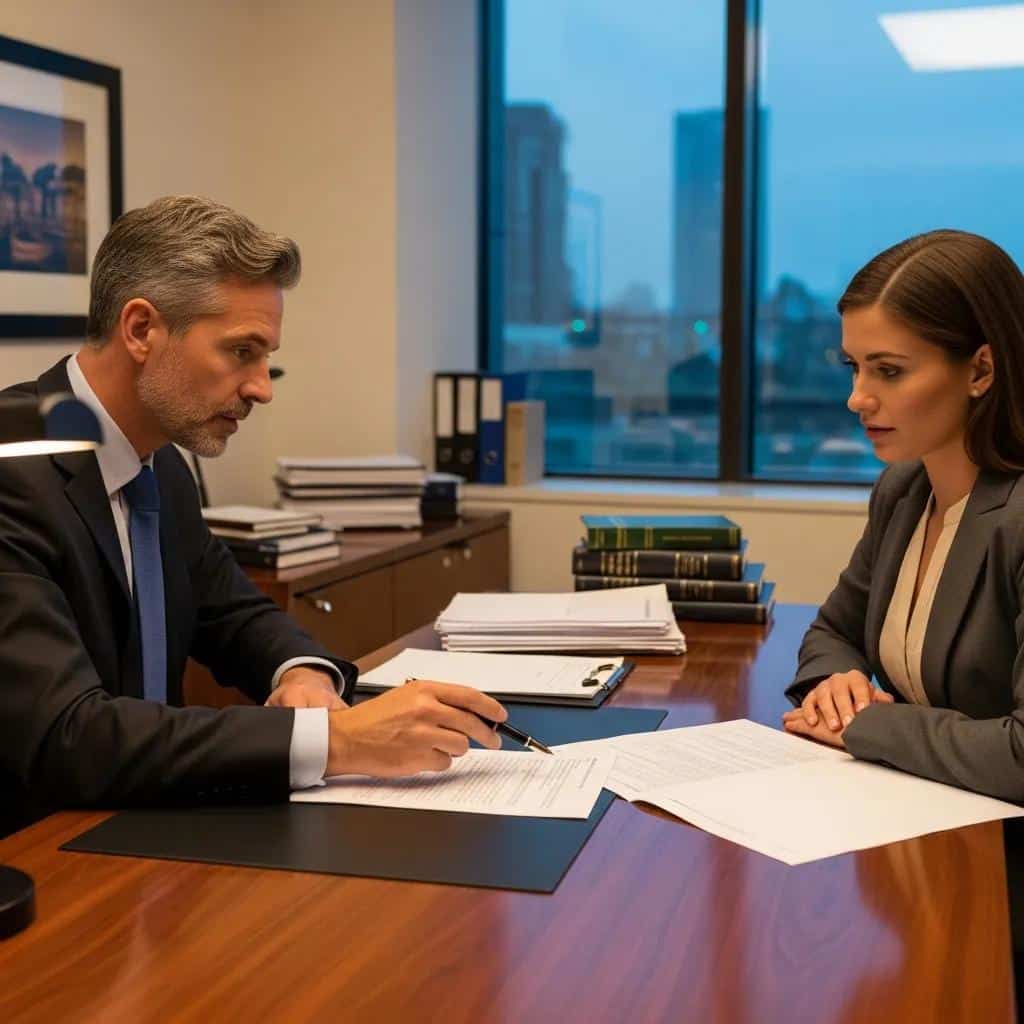 Consultation between a consumer and a lawyer about legal remedies for debt collector harassment