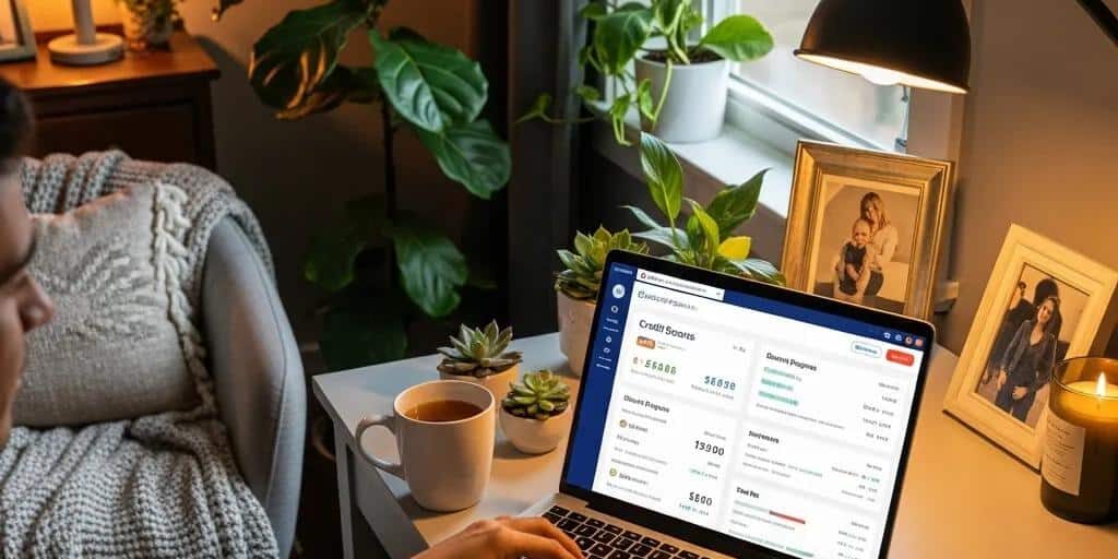 Cozy Home Office Scene With A Person Using A Laptop To Manage Credit Repair Highlighting The Client Portal Experience Aae66933 Fcd9 487e 9e90 E60f2b9c346d 3 Cozy home office scene with a person using a laptop to manage credit repair, highlighting the client portal experience