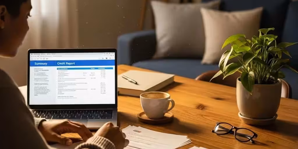 Cozy home setting with a person reviewing their credit report, symbolizing consumer rights and credit protection