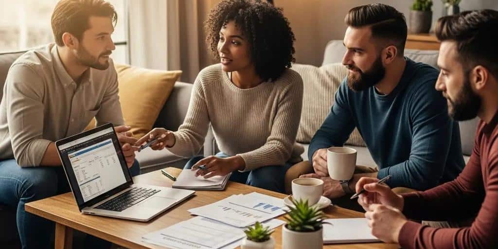 Cozy living room discussion about credit repair services in Dallas