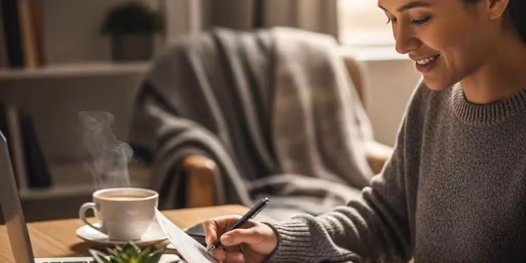 Cozy workspace with a person reviewing financial documents, emphasizing credit repair and counseling