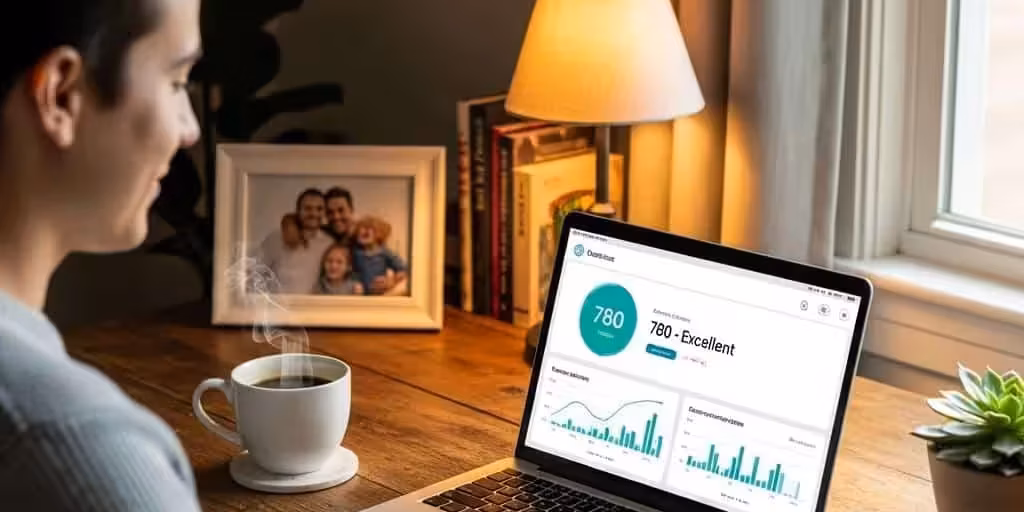 Cozy Workspace With A Person Reviewing Their Credit Score On A Laptop Symbolizing Financial Health 2843119f 2654 413c B865 79eac68755ae 3 Cozy workspace with a person reviewing their credit score on a laptop, symbolizing financial health