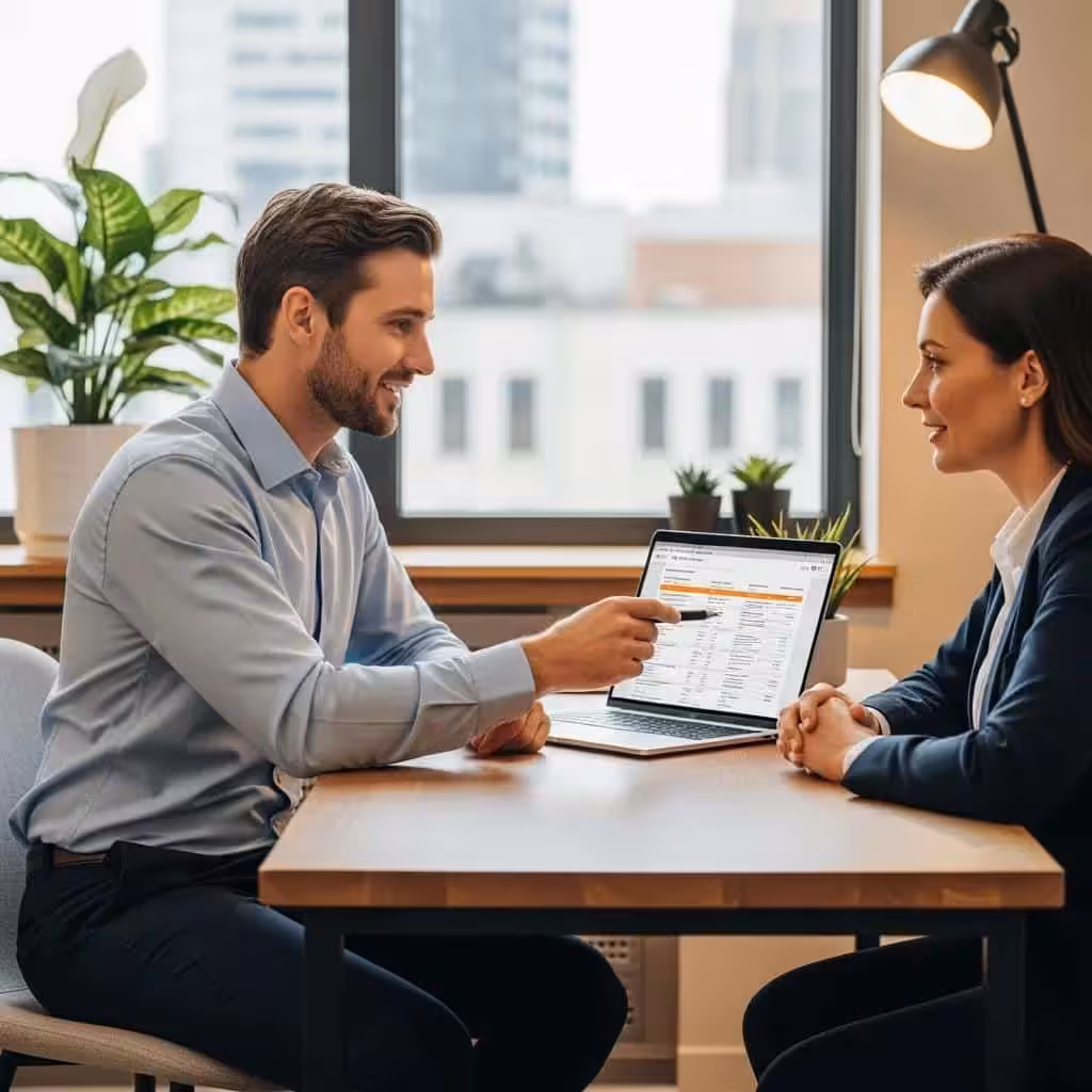 Credit repair consultant assisting a client with their credit report