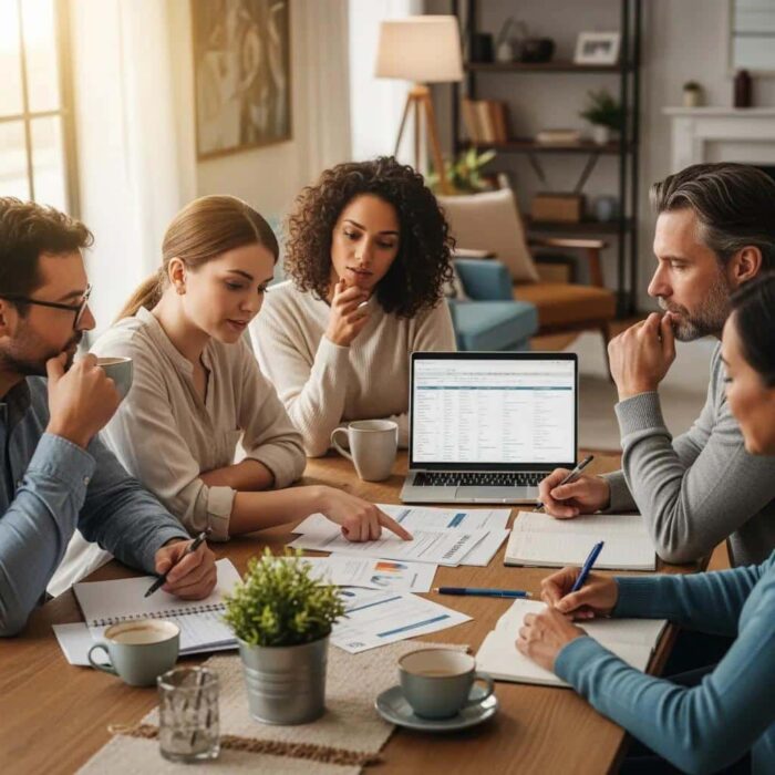 Diverse Group Discussing Credit Repair In A Cozy Home Environment 4fabffb8 C1e0 485d 9934 Ec6bf1e663f7 3 Diverse group discussing credit repair in a cozy home environment