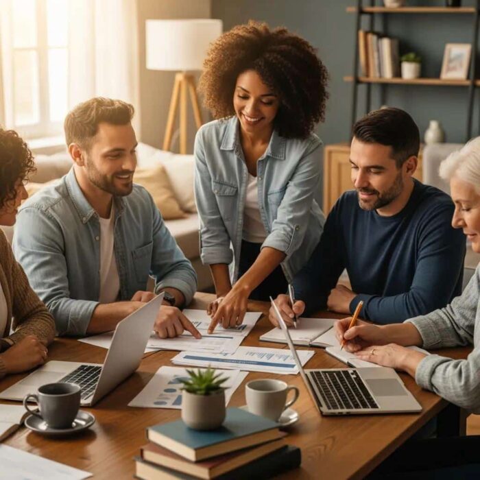Diverse Group Discussing Credit Repair In A Cozy Home Setting 1ab7403a 43d8 4ea0 9580 C4a91684d0f7 1 Diverse group discussing credit repair in a cozy home setting