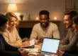 Diverse group discussing personal finance in a cozy setting