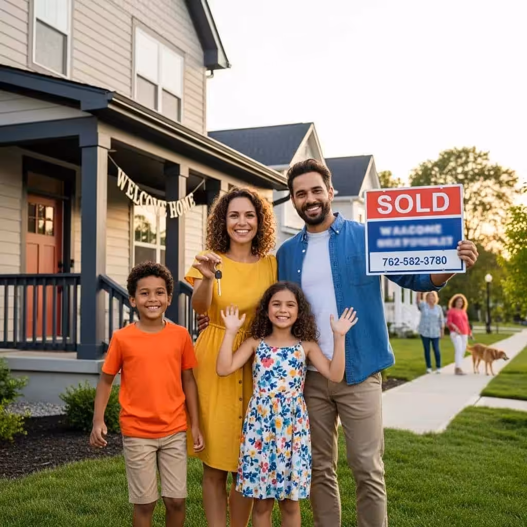 Family celebrating homeownership, showcasing the benefits of improved credit scores