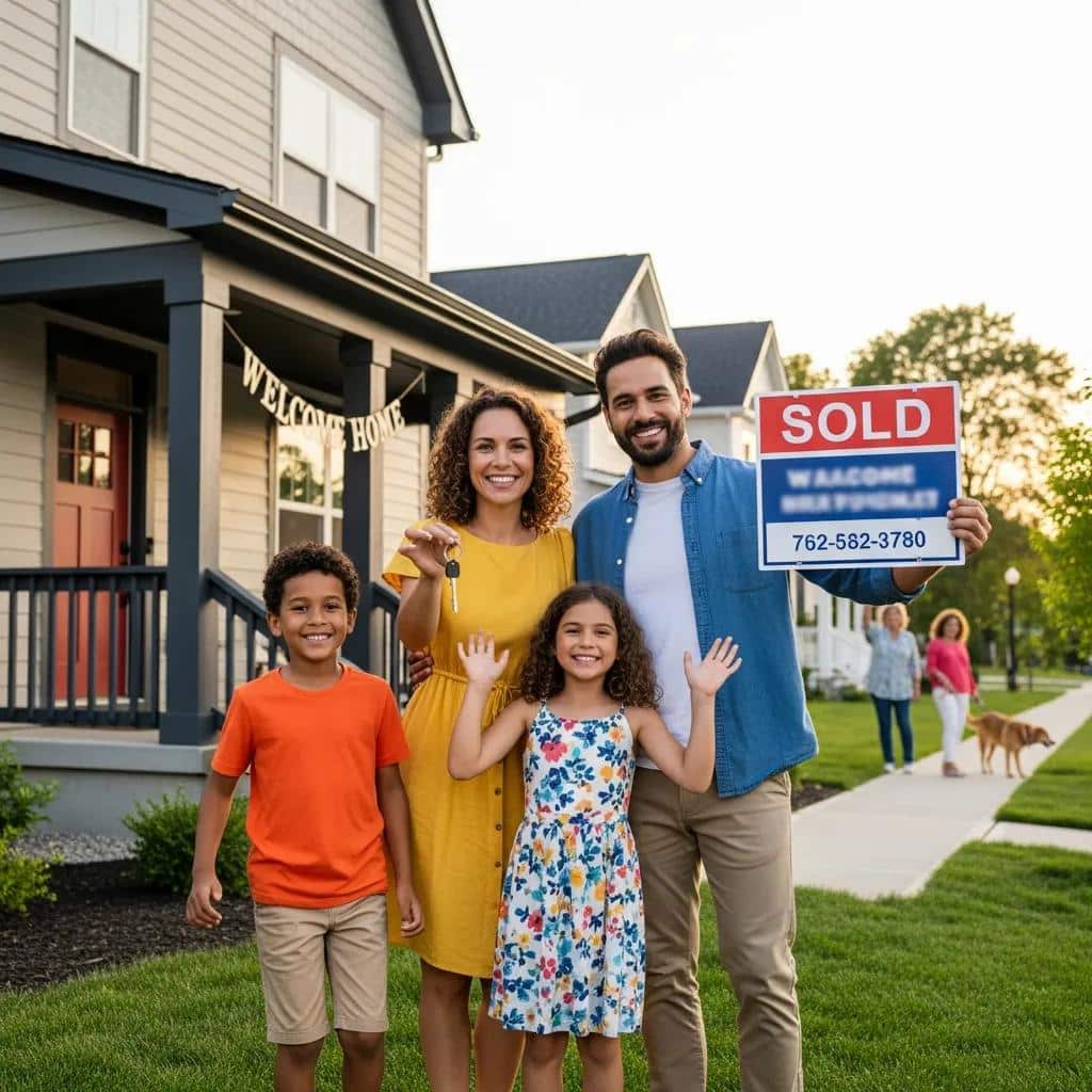 Family celebrating homeownership, showcasing the benefits of improved credit scores