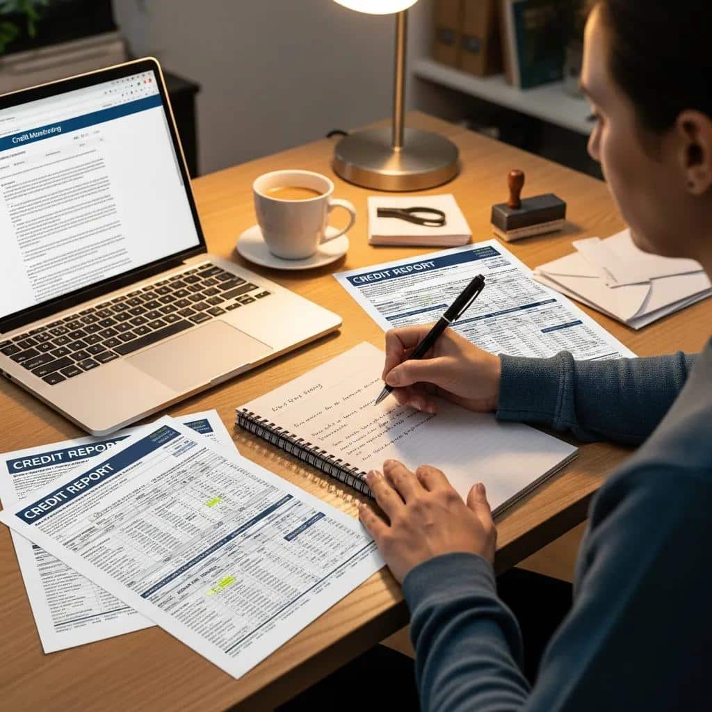 Individual preparing dispute letters for credit repair, highlighting proactive engagement