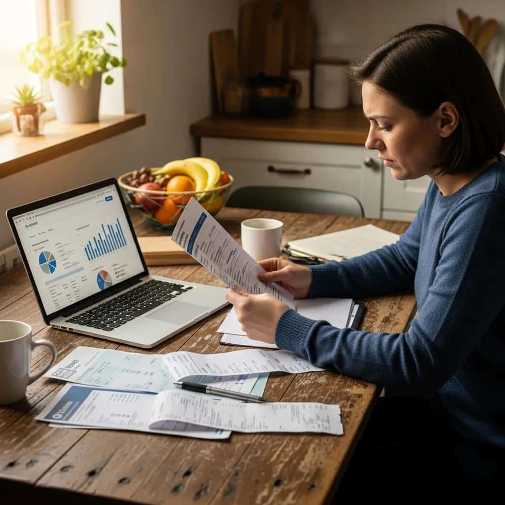 Individual reviewing credit report at kitchen table, highlighting common credit challenges