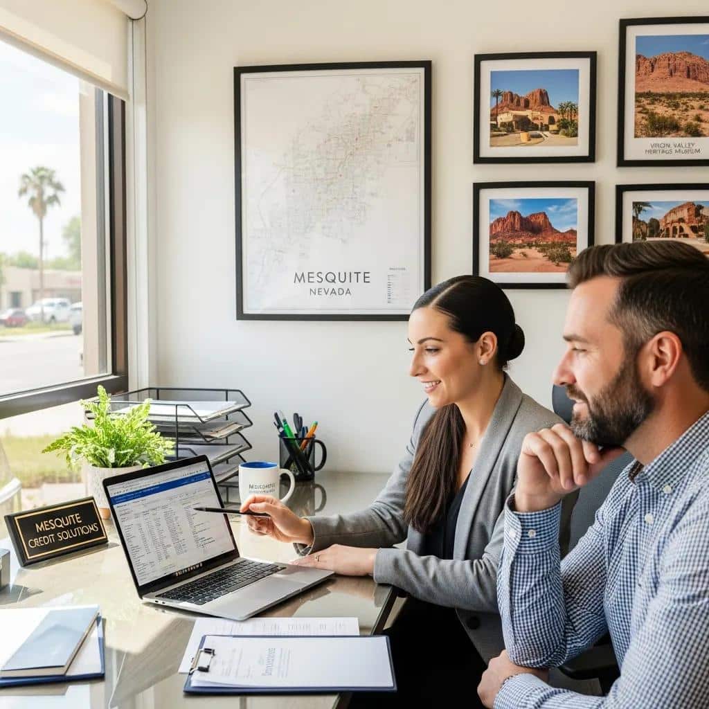 Local credit repair expert assisting a client with credit restoration in a professional office