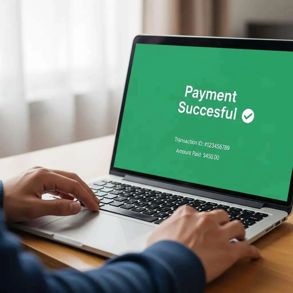 Person making an online payment for federal student loan rehabilitation