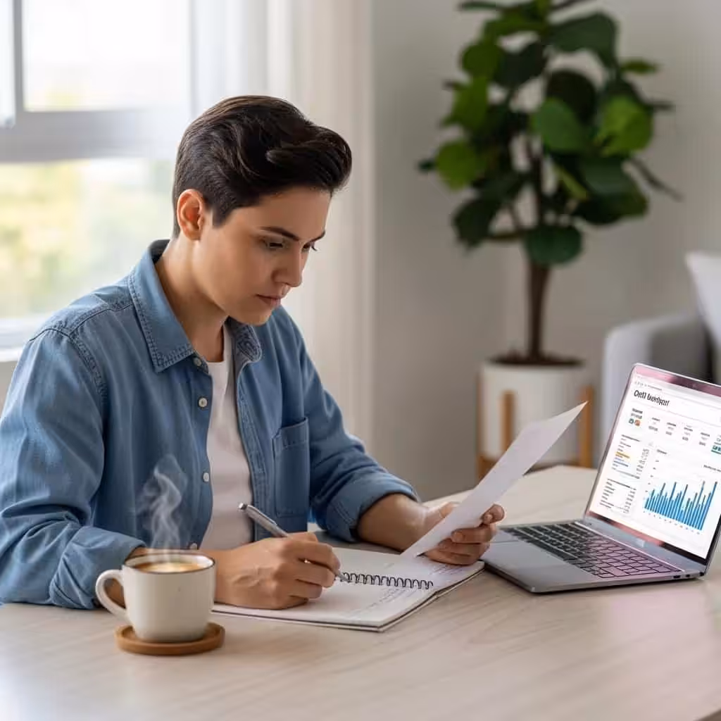 Person reviewing credit report to understand home buying requirements