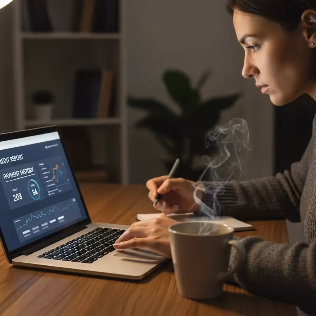 Person reviewing credit report to understand payment history impact