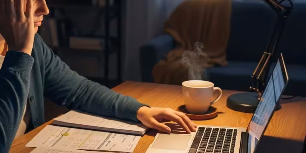 Person reviewing financial documents at a desk, highlighting the importance of protecting against identity theft