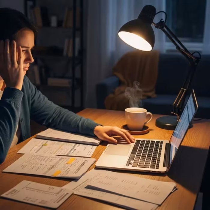 Person Reviewing Financial Documents At A Desk Highlighting The Importance Of Protecting Against Identity Theft 8fa4c3d3 3cfe 42f8 80df 0b624f288616 3 Person reviewing financial documents at a desk, highlighting the importance of protecting against identity theft