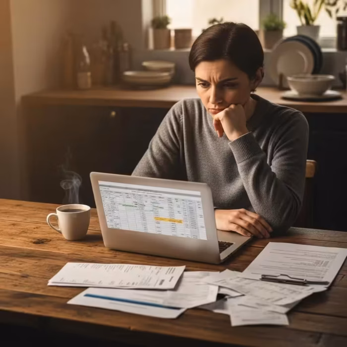 Person Reviewing Financial Documents At A Kitchen Table Emphasizing The Urgency Of Payday Loans 32c01e30 3766 4416 Aa24 F467d9c11645 1 Person reviewing financial documents at a kitchen table, emphasizing the urgency of payday loans