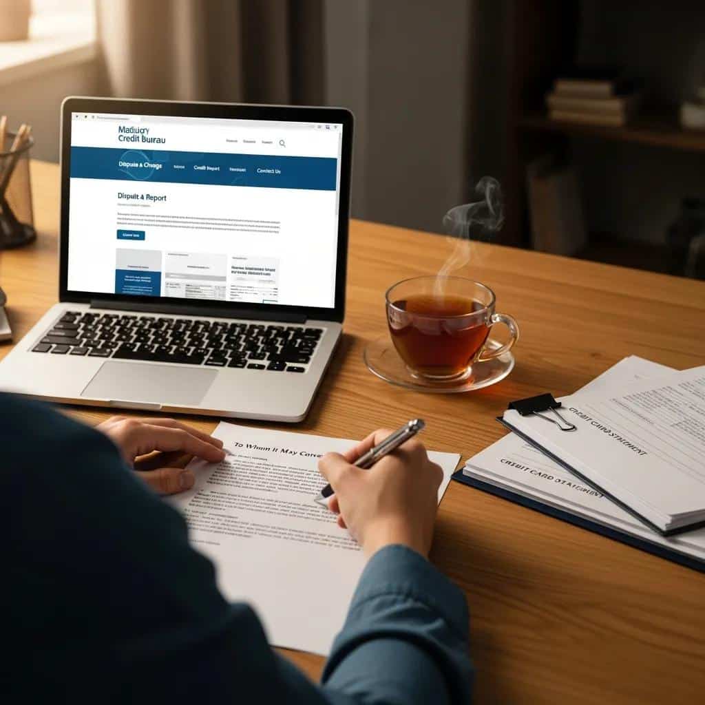 Person writing a dispute letter at a desk, illustrating the step-by-step process for disputing credit report errors