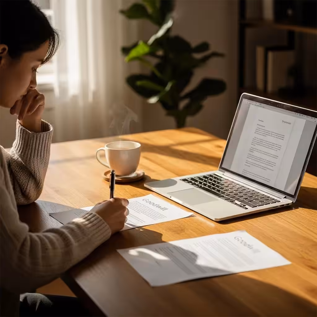 Person writing a goodwill letter for charge-off removal, illustrating the personal approach to credit repair