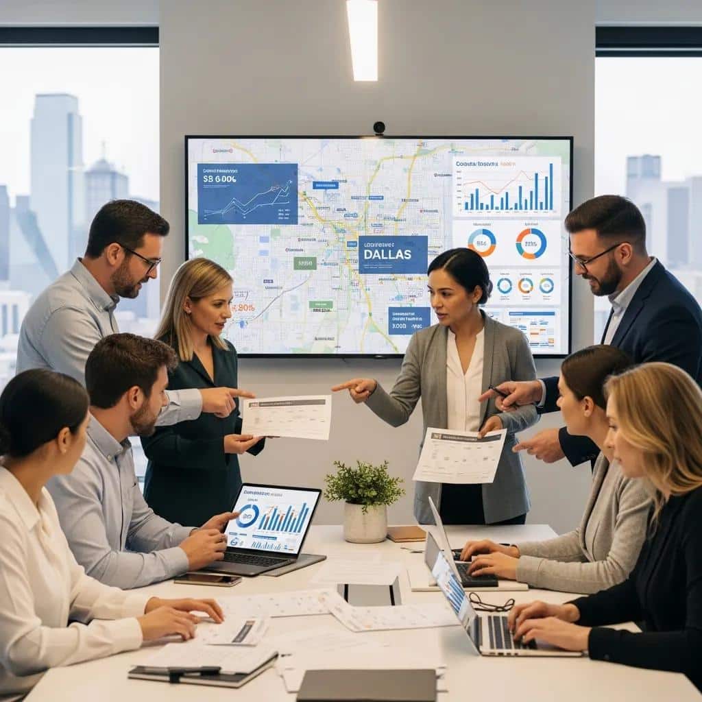 Team of credit repair experts analyzing local market data in Dallas