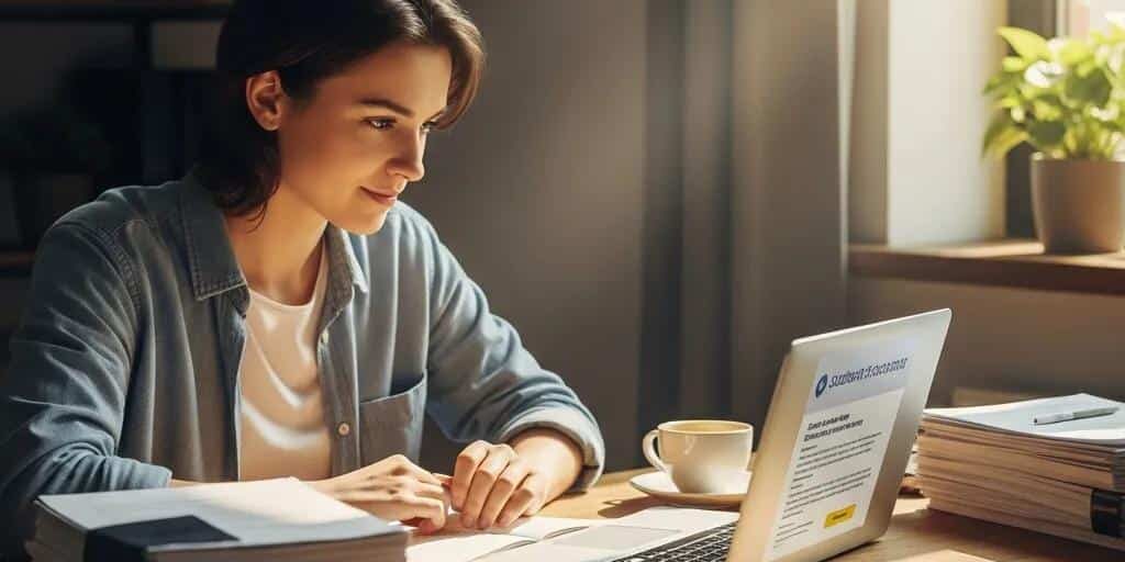 Young Adult At A Desk With Student Loan Documents And A Laptop Symbolizing Student Loan Forgiveness 2a2dcf24 7757 4f1e 8564 4d606f543cd8 3 Young adult at a desk with student loan documents and a laptop, symbolizing student loan forgiveness